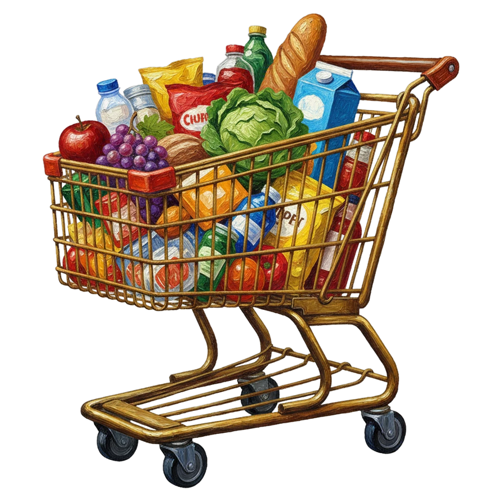 shopping cart with items Oil Painting icon