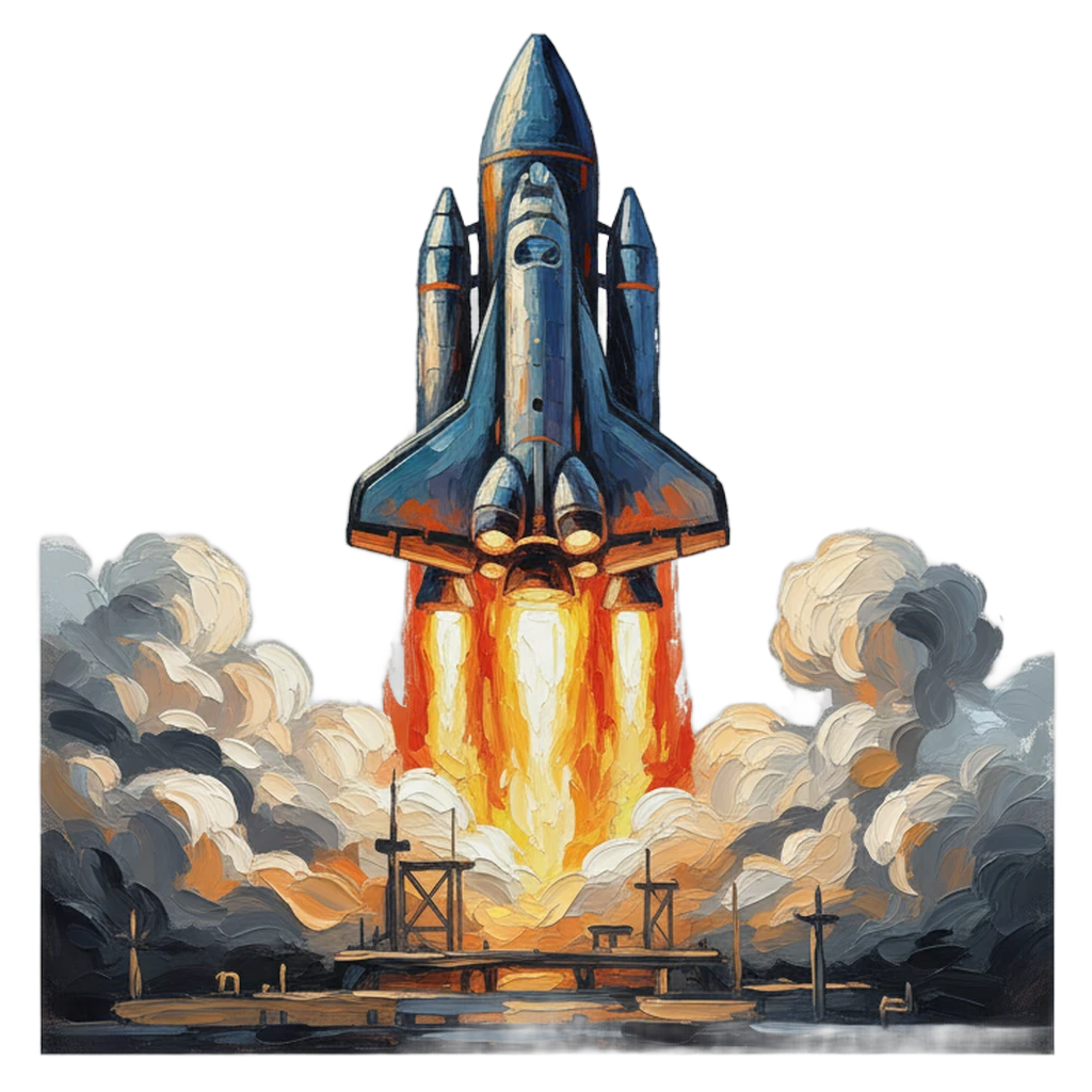 spaceship launching Oil Painting icon