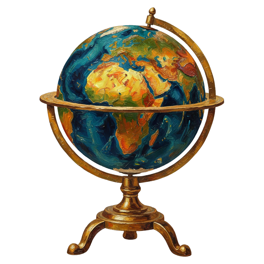 standing globe Oil Painting icon