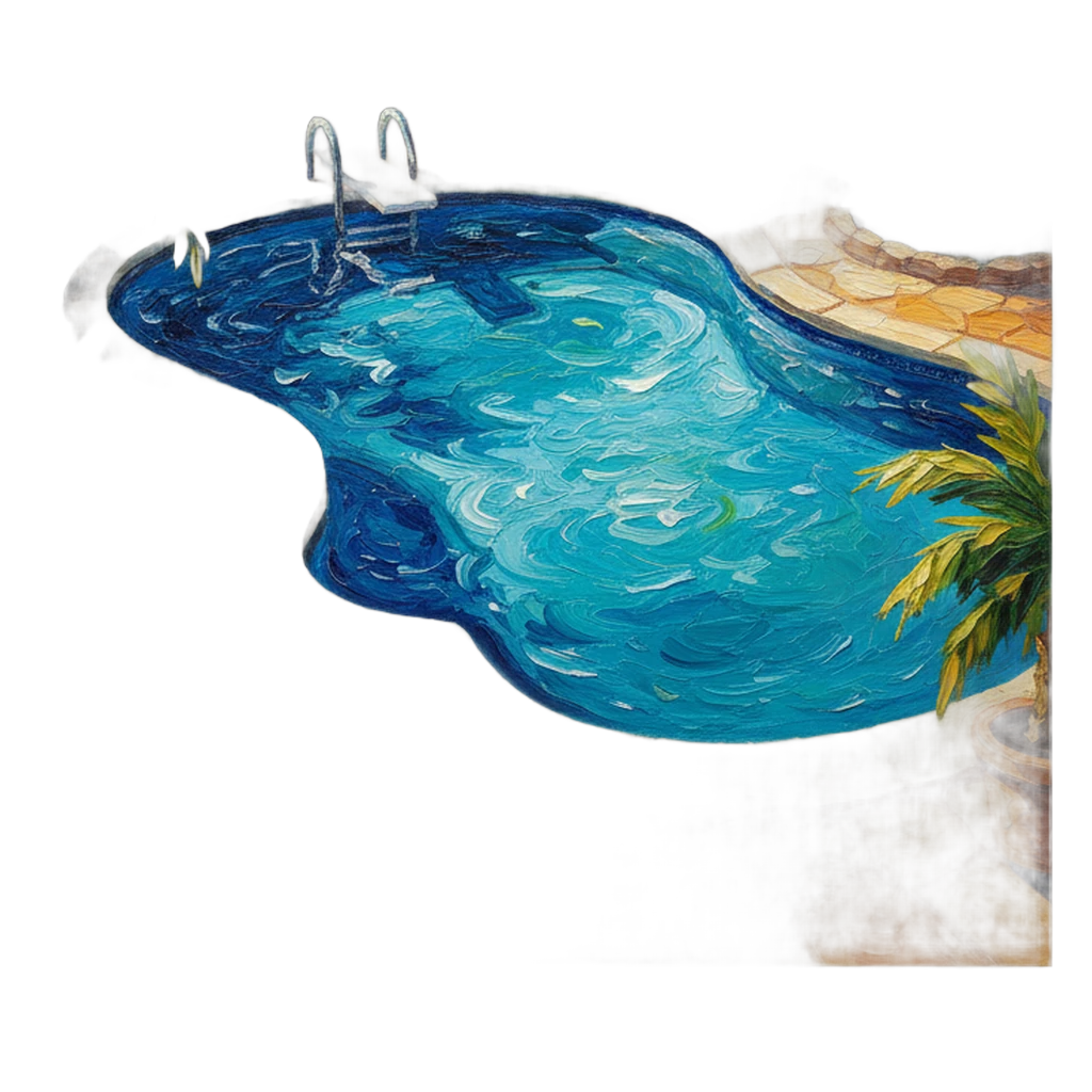 swimming pool backyard Oil Painting icon