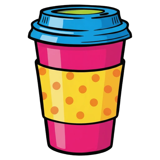 takeaway coffee paper cup Pop Art icon - free AI-generated pop art icon for web and app projects