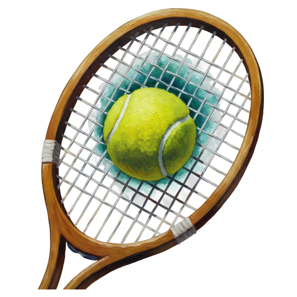 tennis racket ball Oil Painting icon