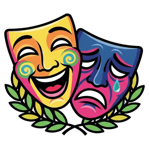 theater mask comedy drama Pop Art icon - free AI-generated pop art icon for web and app projects