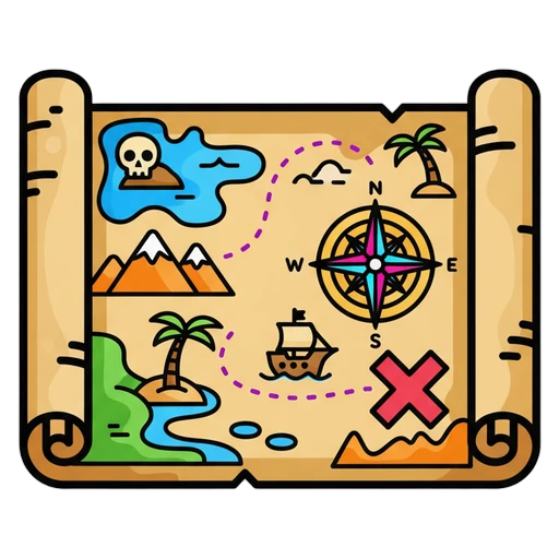 treasure map Pop Art icon