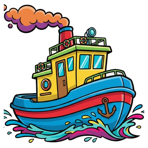 tug boat Pop Art icon - free AI-generated pop art icon for web and app projects