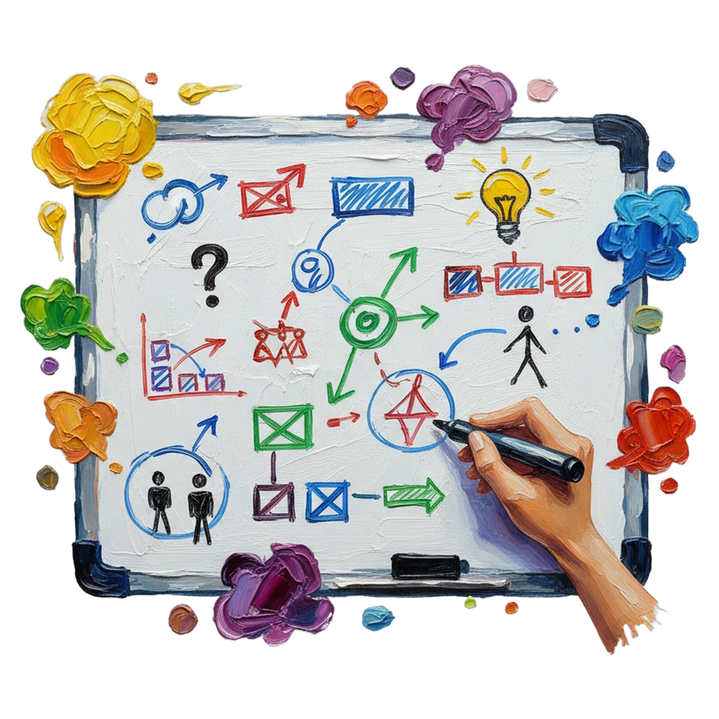 whiteboard brainstorm Oil Painting icon - free AI-generated oil painting icon for web and app projects