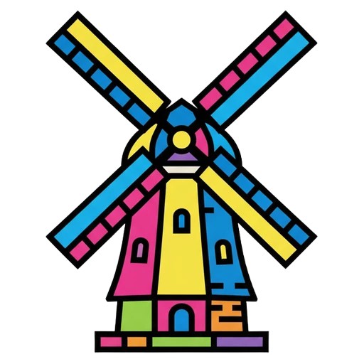 windmill Pop Art icon - free AI-generated pop art icon for web and app projects