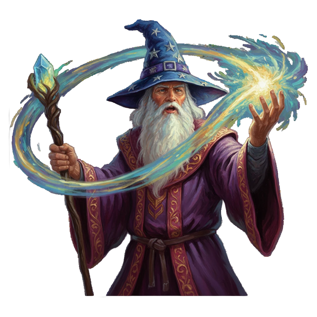 wizard casting spell Oil Painting icon